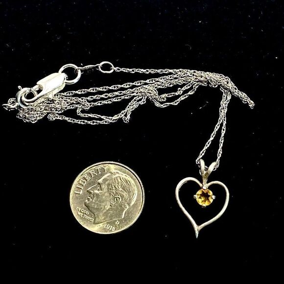 ARL Stunning Citrine & Sterling 925 Silver Heart Necklace - Picture 7 of 11